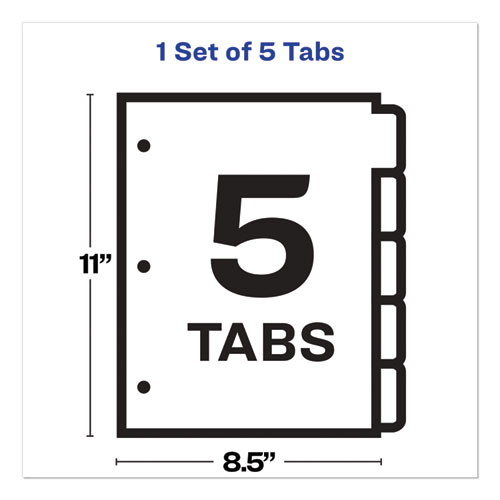 Image of Print and Apply Index Maker Clear Label Dividers, Big Tab, 5-Tab, White Tabs, 11 x 8.5, White, 1 Set