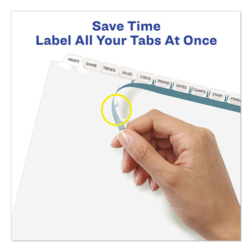 Image of Print and Apply Index Maker Clear Label Dividers, 12-Tab, White Tabs, 11 x 8.5, White, 1 Set