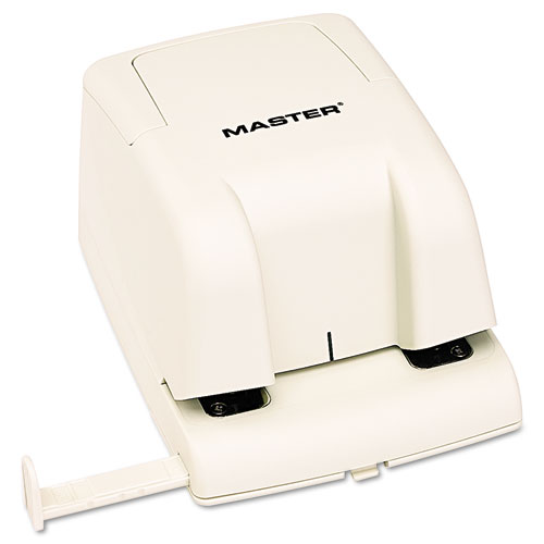Image of Master® 12-Sheet Ep210 Electric/Battery-Operated Two-Hole Punch, 1/4" Holes, Beige