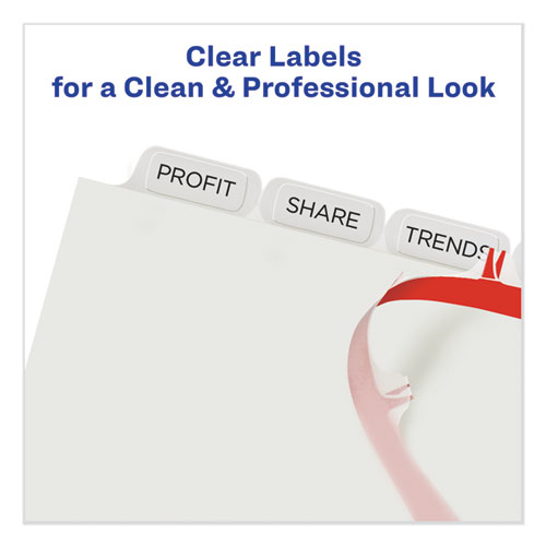 Print and Apply Index Maker Clear Label Plastic Dividers w/Printable Label Strip, 8-Tab, 11 x 8.5, Frosted Clear Tabs, 1 Set