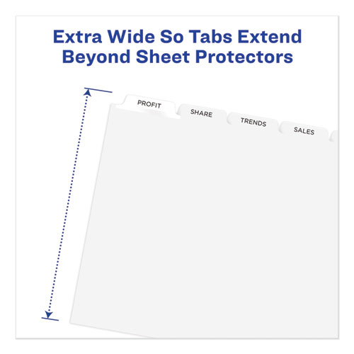Image of Print and Apply Index Maker Clear Label Dividers, Extra Wide Tab, 5-Tab, White Tabs, 11.25 x 9.25, White, 5 Sets