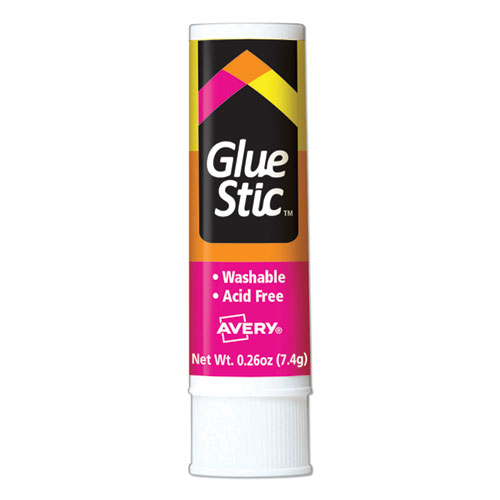 Avery® Permanent Glue Stic Value Pack, 0.26 oz, Applies Purple, Dries Clear, 18/Pack