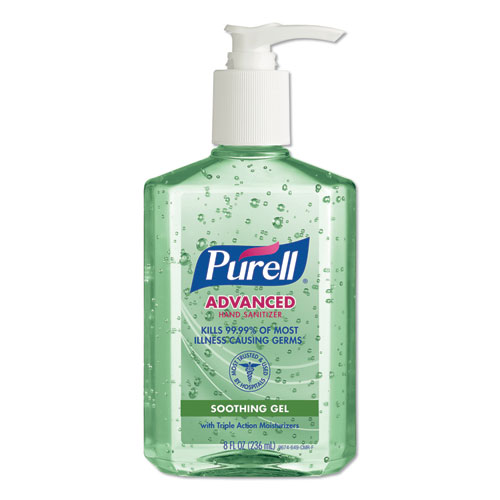 ADVANCED SOOTHING GEL HAND SANITIZER, FRESH SCENT WITH ALOE AND VITAMIN E, 8 OZ