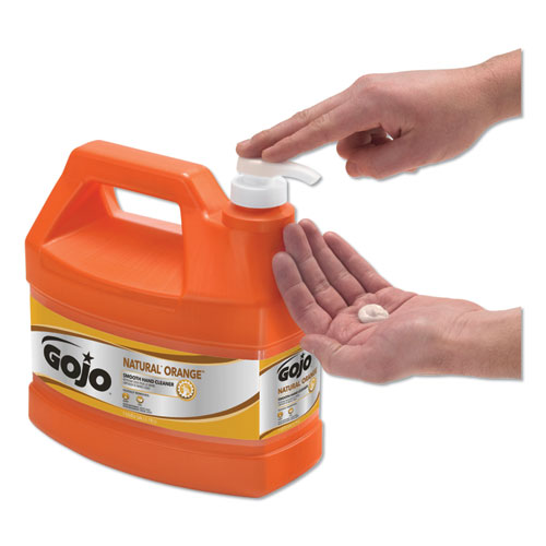 Image of Gojo® Natural Orange Smooth Hand Cleaner, Citrus Scent, 1 Gal Pump Dispenser, 4/Carton