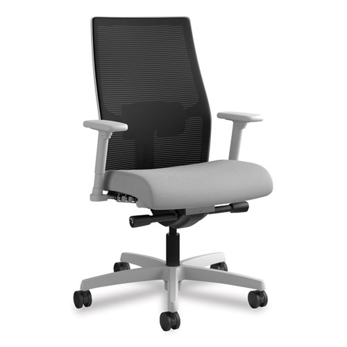 Image of Hon® Ignition 2.0 4-Way Stretch Mid-Back Mesh Task Chair, Supports 300 Lb, 17" To 21" Seat, Frost Seat, Black Back, Titanium Base