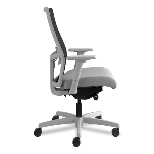 Image of Hon® Ignition 2.0 4-Way Stretch Mid-Back Mesh Task Chair, Supports 300 Lb, 17" To 21" Seat, Frost Seat, Black Back, Titanium Base