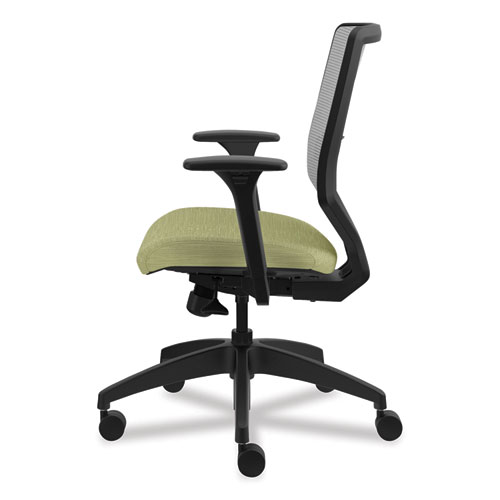 Solve Series Mesh Back Task Chair, Supports Up to 300 lb, 18" to 23" Seat Height, Meadow Seat, Fog Back, Black Base