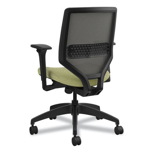 Solve Series Mesh Back Task Chair, Supports Up to 300 lb, 18" to 23" Seat Height, Meadow Seat, Charcoal Back, Black Base