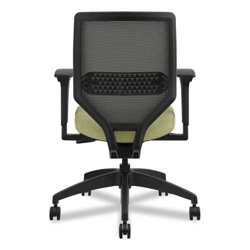 Solve Series Mesh Back Task Chair, Supports Up to 300 lb, 18" to 23" Seat Height, Meadow Seat, Charcoal Back, Black Base