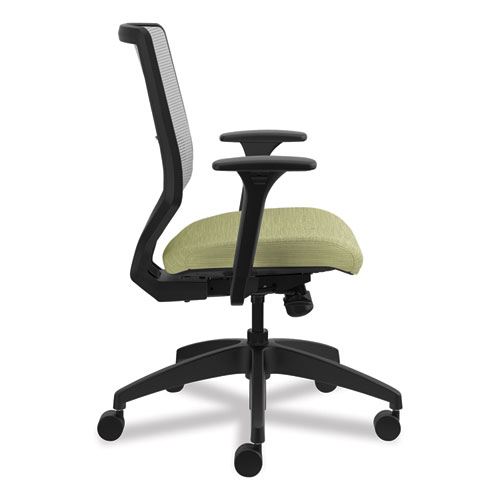 Solve Series Mesh Back Task Chair, Supports Up to 300 lb, 18" to 23" Seat Height, Meadow Seat, Fog Back, Black Base