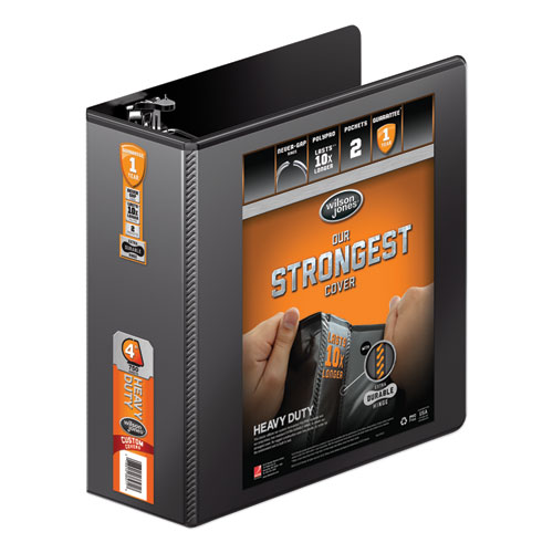 HEAVY-DUTY D-RING VIEW BINDER WITH EXTRA-DURABLE HINGE, 3 RINGS, 4" CAPACITY, 11 X 8.5, BLACK