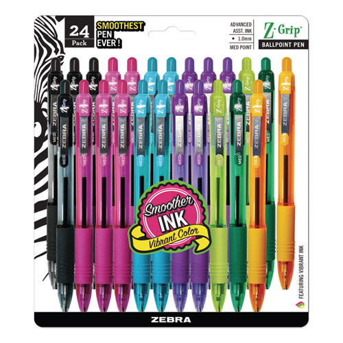 Z-Grip Retractable Ballpoint Pen, Medium Point, 1.0mm, Assorted Business  Colors, 18-Pack