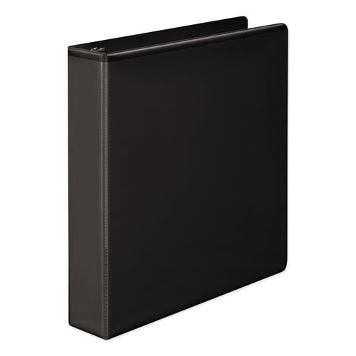 Heavy-Duty Round Ring View Binder with Extra-Durable Hinge, 3 Rings, 1.5" Capacity, 11 x 8.5, Black