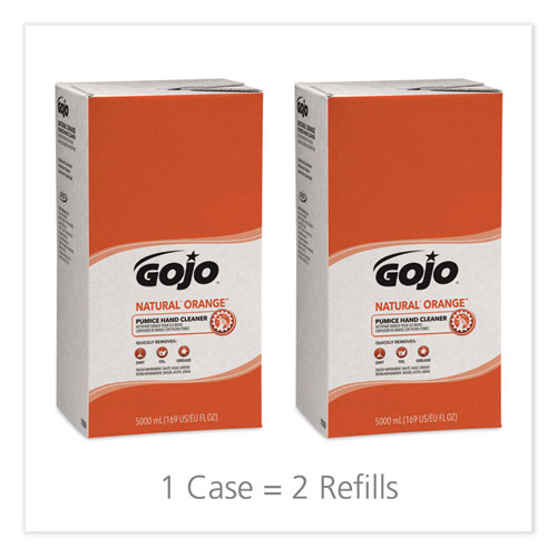 Image of Gojo® Natural Orange Pumice Hand Cleaner Refill, Citrus Scent, 5,000 Ml, 2/Carton