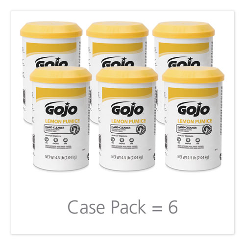 Image of Gojo® Lemon Pumice Hand Cleaner, Lemon Scent, 4.5 Lb Tub, 6/Carton