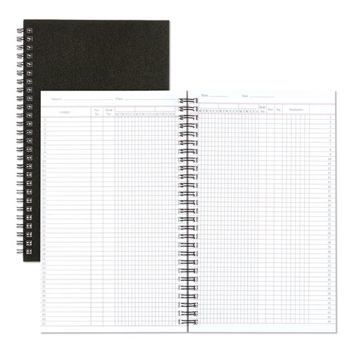 Class Record Book, 6-Day/6-Week Format, 9-1/2 x 5-3/4, Black, 120 Pages