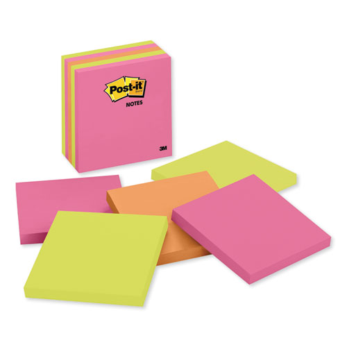 Image of Post-It® Notes Original Pads In Poptimistic Collection Colors, 4" X 4", 100 Sheets/Pad, 5 Pads/Pack