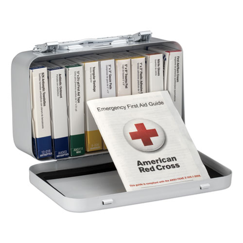 Unitized First Aid Kit for 10 People, 65 Pieces, OSHA/ANSI, Metal Case