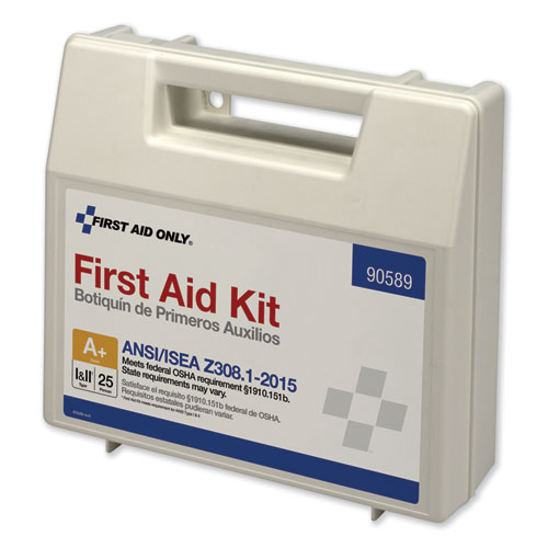 Image of First Aid Only™ Ansi 2015 Compliant Class A+ Type I And Ii First Aid Kit For 25 People, 141 Pieces, Plastic Case
