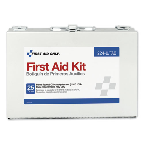 Image of First Aid Kit for 25 People, 104 Pieces, OSHA Compliant, Metal Case