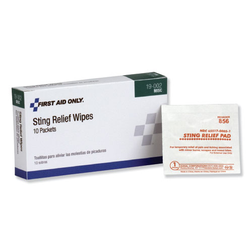 PhysiciansCare® by First Aid Only® First Aid Sting Relief Pads, 10/Box