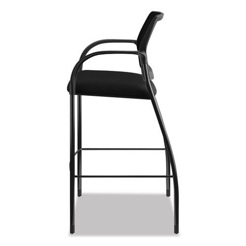 Ignition 2.0 Ilira-Stretch Mesh Back Cafe Height Stool, Supports Up to 300 lb, 31" High Seat, Black Seat/Back, Black Base
