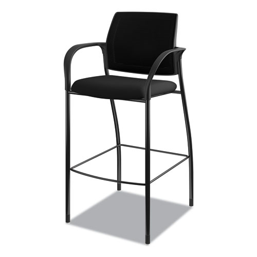 Image of Ignition 2.0 Ilira-Stretch Mesh Back Cafe Height Stool, Supports Up to 300 lb, 31" High Seat, Black Seat/Back, Black Base