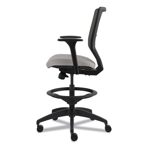 Solve Series Mesh Back Task Stool, Supports Up to 300 lb, 23" to 33" Seat Height, Sterling Seat, Charcoal Back, Black Base
