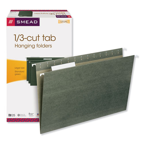 Hanging Folders, Legal Size, 1/3-Cut Tab, Standard Green, 25/Box