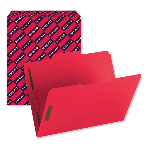 TOP TAB COLORED 2-FASTENER FOLDERS, 1/3-CUT TABS, LETTER SIZE, RED, 50/BOX