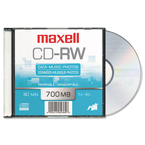 Image of CD-RW Rewritable Disc, 700 MB/80 min, 4x, Jewel Case, Silver, 10/Pack