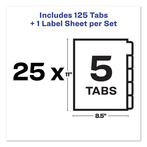 Image of Avery® Print And Apply Index Maker Clear Label Unpunched Dividers, 5-Tab, 11 X 8.5, White, 25 Sets