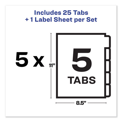 PRINT AND APPLY INDEX MAKER CLEAR LABEL UNPUNCHED DIVIDERS WITH PRINTABLE LABEL STRIP, 5-TAB, 11 X 8.5, CLEAR, 5 SETS