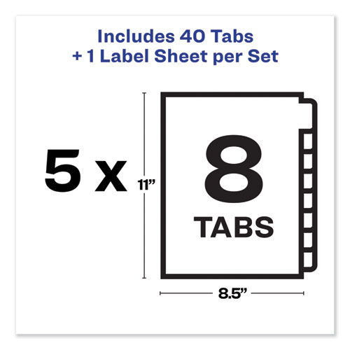 Image of Avery® Print And Apply Index Maker Clear Label Unpunched Dividers, 8-Tab, 11 X 8.5, White, 5 Sets