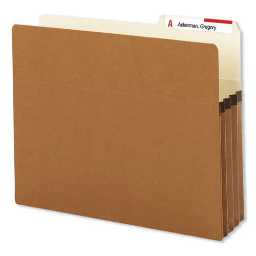Redrope Drop Front File Pockets with 2/5-Cut Guide Height Tabs, 3.5" Expansion, Letter Size, Redrope, 25/Box