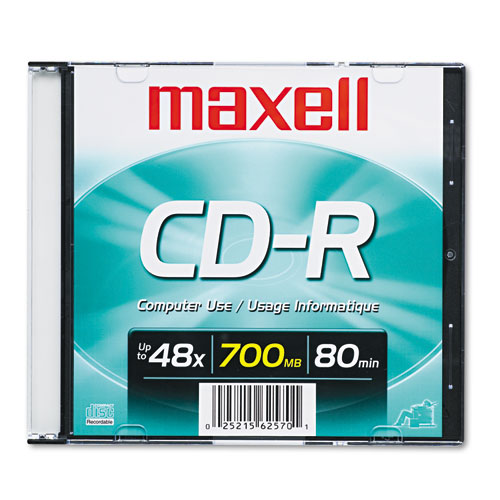 CD-R Recordable Disc, 700 MB/80 min, 48x, Slim Jewel Case, Silver