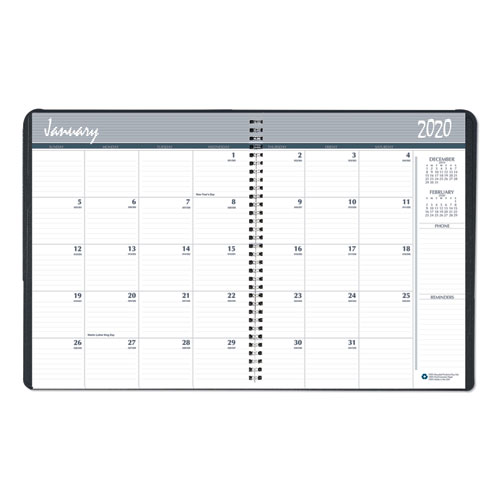 7510016828091 SKILCRAFT Monthly Planner, 8.75 x 6.88, Black Cover, 2021