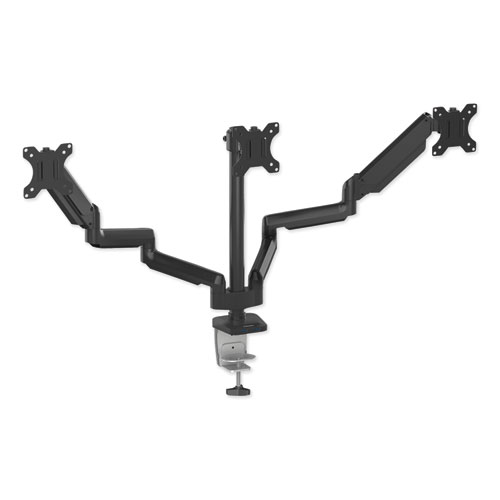 Image of Fellowes® Platinum Series Triple Monitor Arm For 27" Monitors, 360 Deg Rotation, +85/-20 Deg Tilt, 360 Deg Pan, Black, Supports 20 Lb