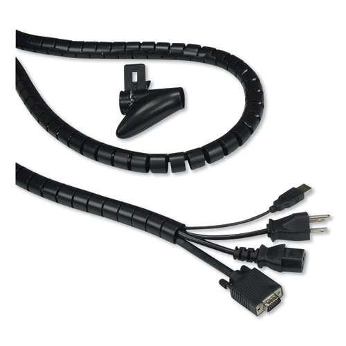 Image of Innovera® Cable Management Coiled Tube, 0.75" Dia X 77.5" Long, Black