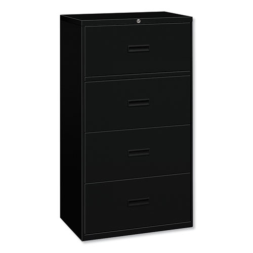 400 Series Lateral File, 4 Legal/Letter-Size File Drawers, Black, 36" x 18" x 52.5"