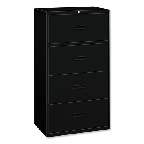 400 SERIES FOUR-DRAWER LATERAL FILE, 36W X 18D X 52.5H, BLACK