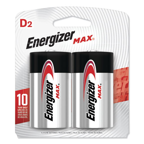 Energizer® Max Alkaline D Batteries, 1.5 V, 2/Pack