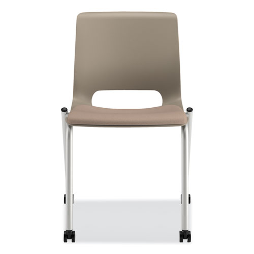 Motivate Four-Leg Stacking Chair, Supports 300lb, 18.25" Seat Height, Morel Fabric Seat, Shadow Back, Platinum Base, 2/Carton