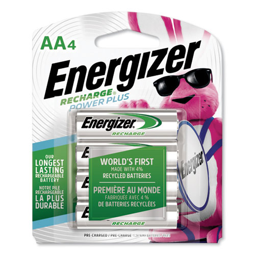 Energizer® NiMH Rechargeable AA Batteries, 1.2 V, 4/Pack