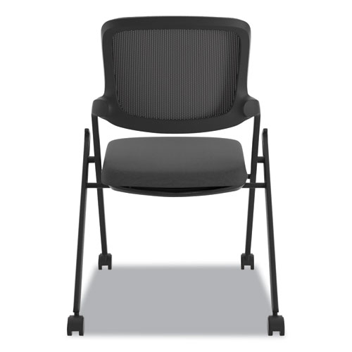 Image of Hon® Vl304 Mesh Back Nesting Chair, Supports Up To 250 Lb, 19" Seat Height, Black Seat, Black Back, Black Base