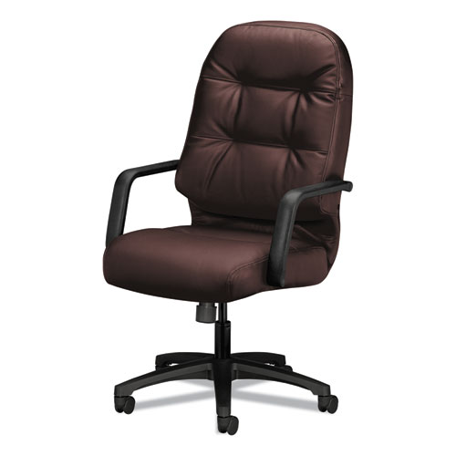 Image of Hon® Pillow-Soft 2090 Series Executive High-Back Swivel/Tilt Chair, Supports 300 Lb, 16.75" To 21.25" Seat, Burgundy, Black Base