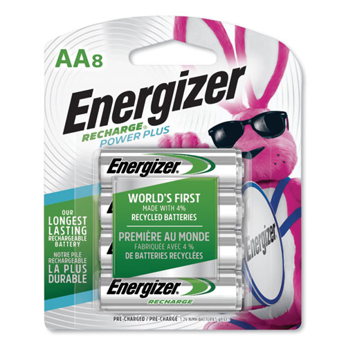 Energizer® NiMH Rechargeable AA Batteries, 1.2 V, 8/Pack
