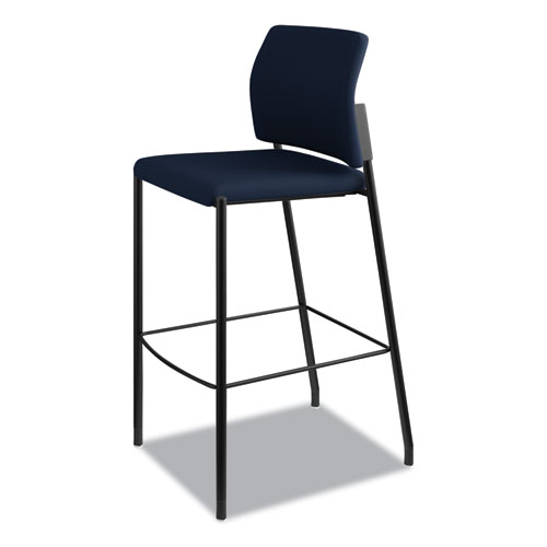 Accommodate Series Cafe Stool, Supports Up to 300 lb, 30" Seat Height, Navy Seat, Navy Back, Black Base