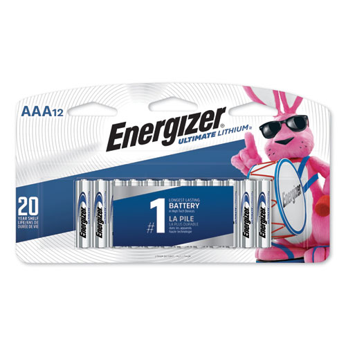 Energizer® Ultimate Lithium AAA Batteries, 1.5 V, 12/Pack