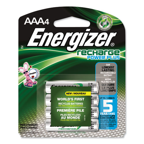 Energizer® NiMH Rechargeable AAA Batteries, 1.2 V, 4/Pack